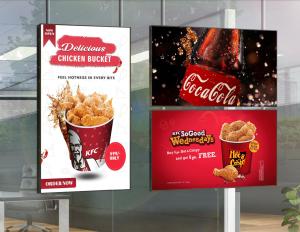 55inch Facing LCD Window Display Screen Smart Signage Menu Board 3000nits