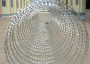 China Flat Razor Galvanized Barbed Wire Razor Fence Roll PVC Coated 26mm~100mm Barb Distance on sale