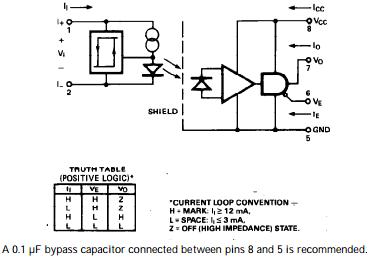 Optically Coupled diode rectifier circuit 20 mA Current Loop Receiver HCPL-4200