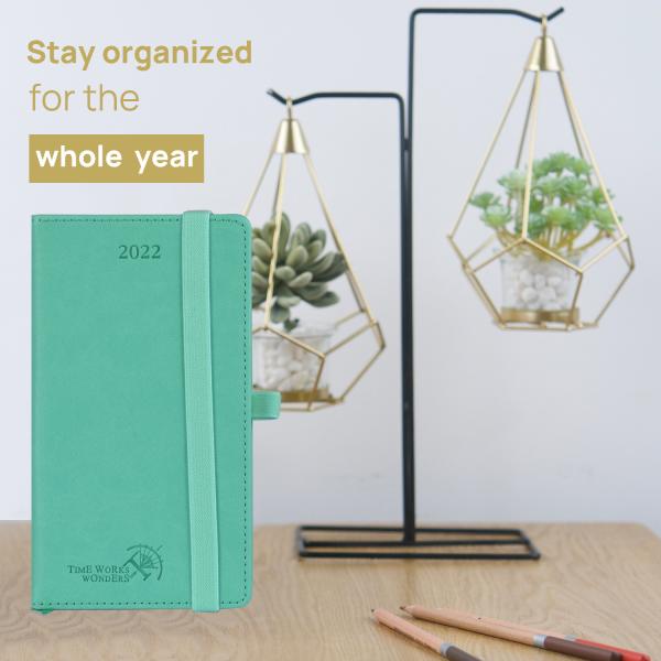 Green Spiral Pocket Size Weekly Planner 3.5'' X 6.5'' PU Softback