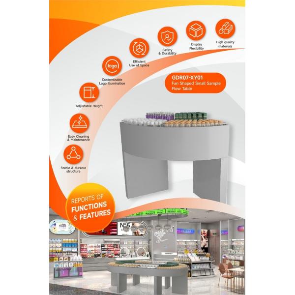 GDR07-XY01 Cosmetic Display Table with Transparent Acrylic Material and Adjustable Height for Trade Show Booth