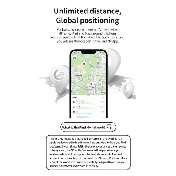 80-100dB Bluetooth Mini GPS Lost Item Tracker Finder Device for Apple Find My Key ITag IOS System
