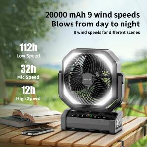 China Socool Fan 20000mAh 9 Speed Control Outdoor Camping Fan Portable Multifunction Emergency Power Supply fan on sale
