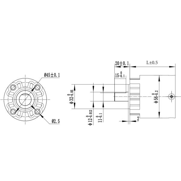 PG56A-EP-HT Helix Teeth Engineering Plastic Planetary Reducer Gearbox 65mm Dia