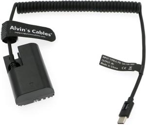 China PD USB C Type-C to LP-E6 Dummy Battery Power Coiled Cable for Canon EOS R R5 R6 90D 80D 70D 60D 60Da 5D on sale
