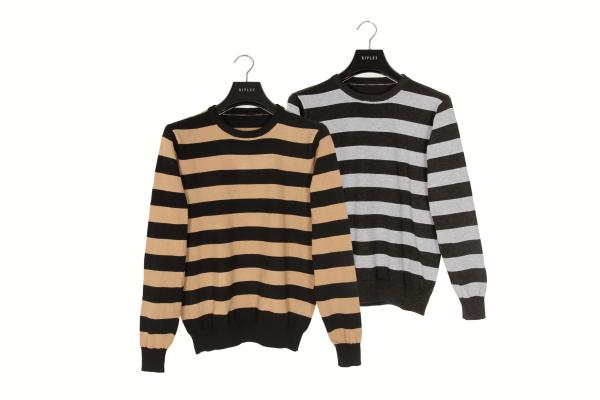 Quality Polyester Womens Striped Long Sleeve Sweater For Autumn for sale