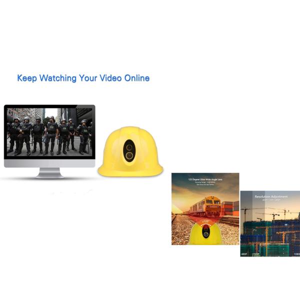 Hard Head Cap Safety Helmet Camera With Flashlight Supports Two Way Audio 1080P Real Time