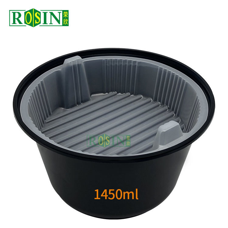 Disposable PP 2 Level Takeaway Food Container Round Plastic Takeaway Bowl With Covers