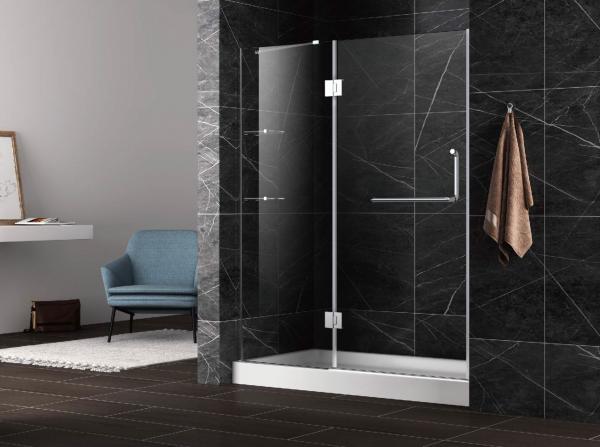 Quality Hinge open shower door with stainless steel 304 hinge and towel bar handle,3/8 inches clear tempered glass for sale