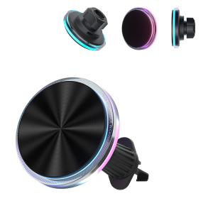 China Iphone 15 Pro Max Charger Ambient Magnetic Car Mount With 1.7kg Strong Magnetic Attraction And Customisable RGB Lights on sale