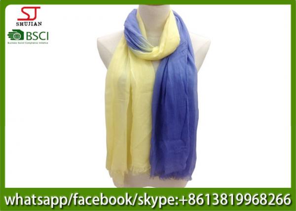 Chinese factory frayed two colors ombre lightweight scarf 100% Viscose 70*180cm spring summer autumn sun protection