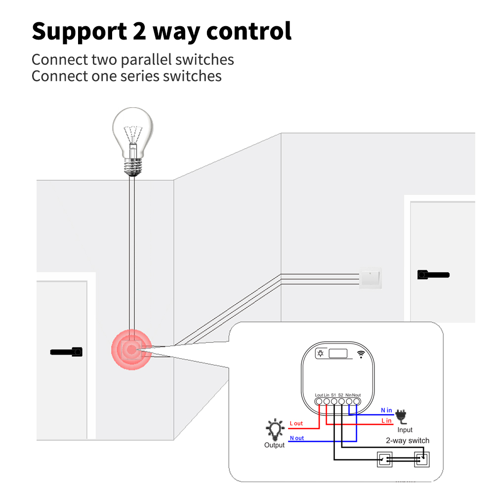 Smart Home Automation Remote Light Switch 16A Breaker Module Tuya Smart Timer Wall Light Switch support voice control