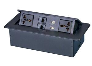 China Hidden Worktop Electrical Sockets 226*112*68mm Install Size 2 USB Charger on sale