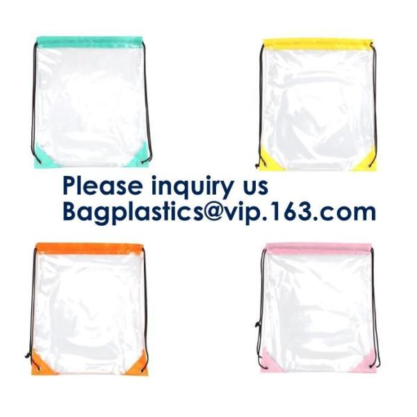 OEM Design Promotion PVC Drawstring GYM Bag,Clear PVC Drawstring Bag With Gold String Promotional Reflective Plastic PVC