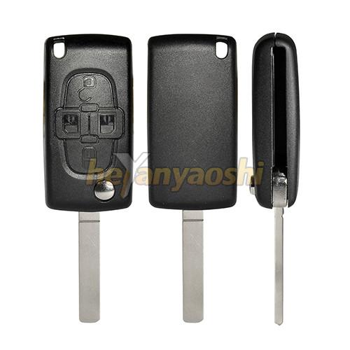 Quality Peugeot / Citroen Folding Case, Battery On Circuit Flip Key With 4 Buttons for Citroen C4 C8 for sale