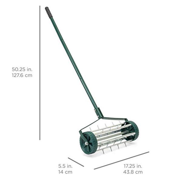Professional Manual Rolling Spike Lawn Aerator Stable 6" Roller Diameter