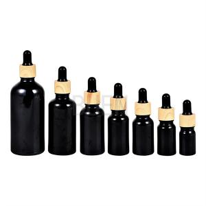 China Bamboo Cosmetic Glass Dropper Bottle , Cyinder Droppers For Essential Oils on sale