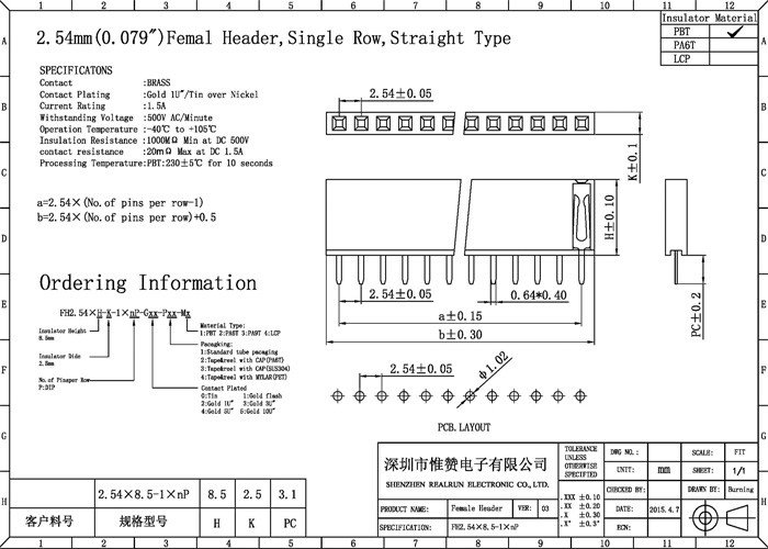 Straight Double Row Header Connector Green 2.54 Mm Female Header 10 Pin
