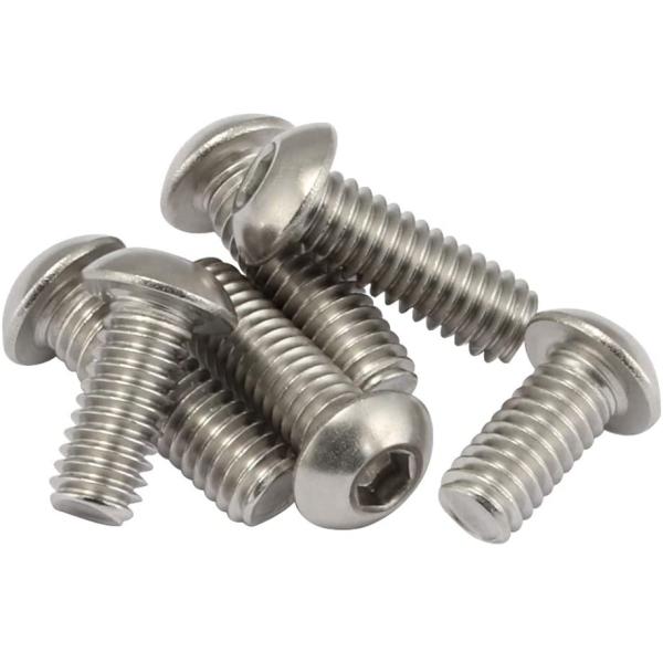 1/4-20 x 1/2 Inch Button Head Socket Cap Bolts 18-8 Stainless Steel 304 Plain Finish Full Thread Allen Hex Drive Pan Head
