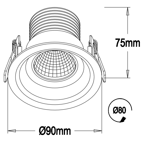 5W non adjustable Beam Angle Recessed LED Downlight With Tridonic Driver led spotlight