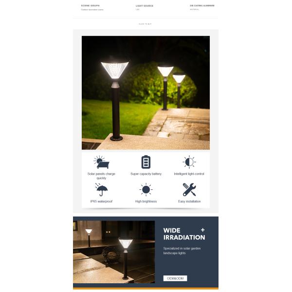 Durable LED Solar Pathway Lights For Yard Landscape Decoration 3000k 6000k