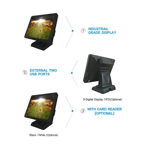 17 Inch Pos Restaurant Cash Register , Touch Screen Pos System With 8 Digital LED Display