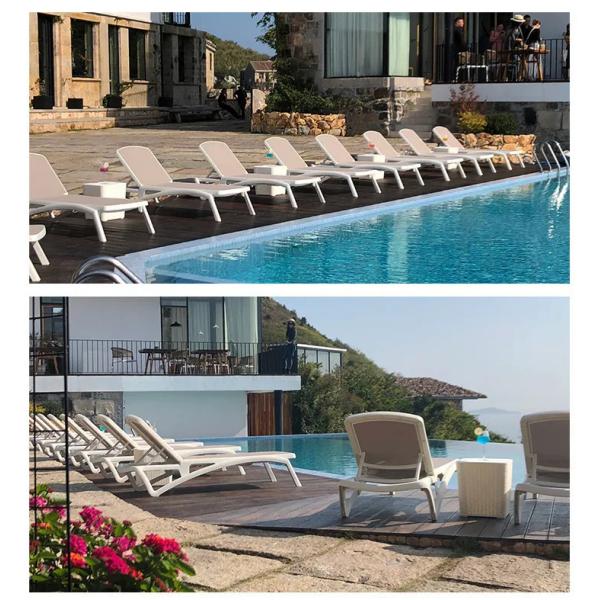 Outdoor Garden Plastic Teslin Stackable Chaise Sun Lounger Chair for Hotel Beach Patio