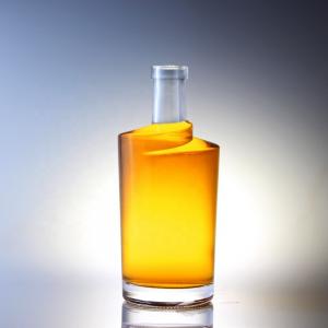 China Acid Etch Surface Handling Cork Cap Twist Shaped Thick Bottom Vodka 750 ml Glass Bottle on sale
