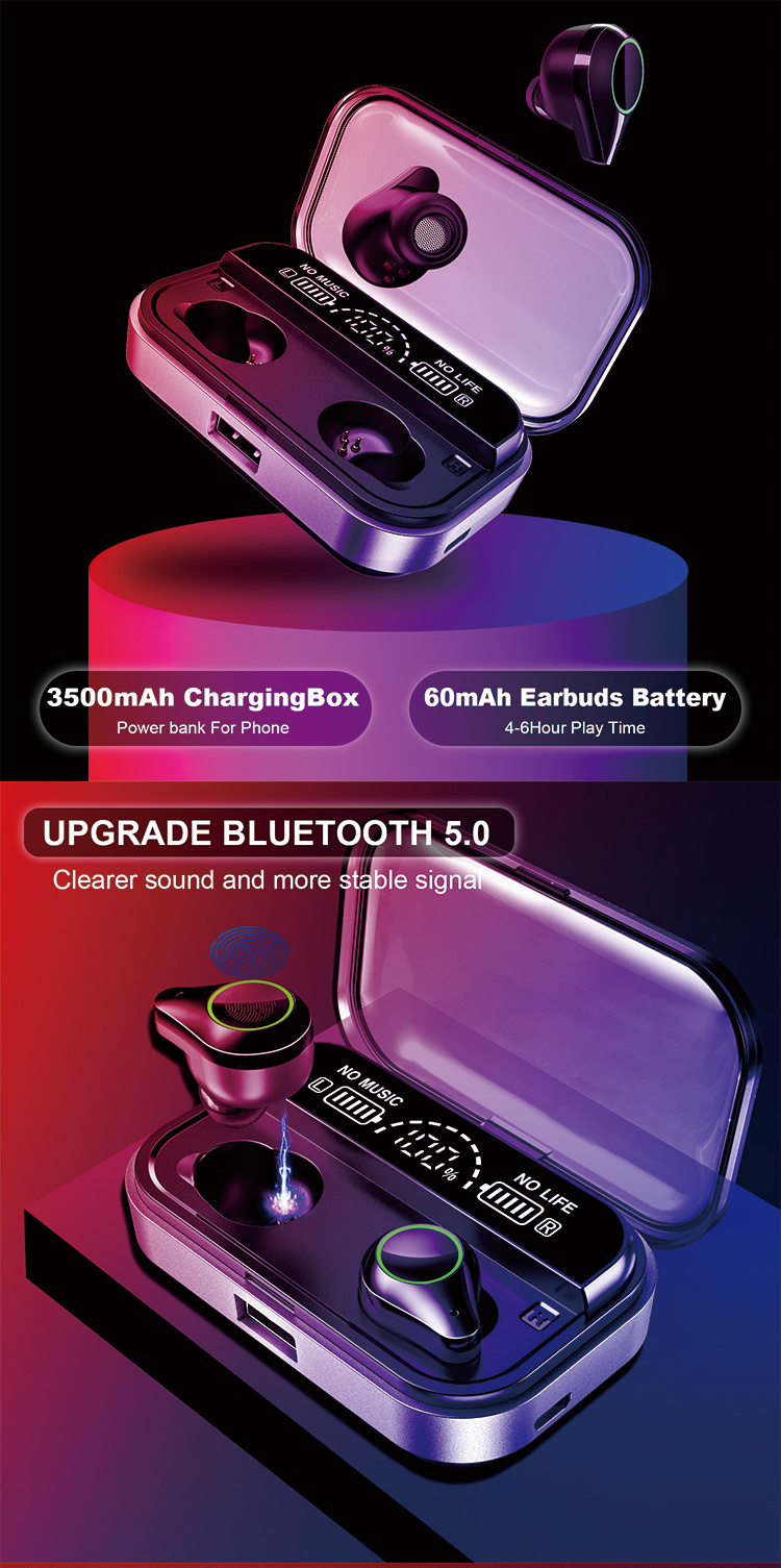Best Bluetooth 5.0 Noise Cancelling Tws Running Earbuds Touch Control Earphones