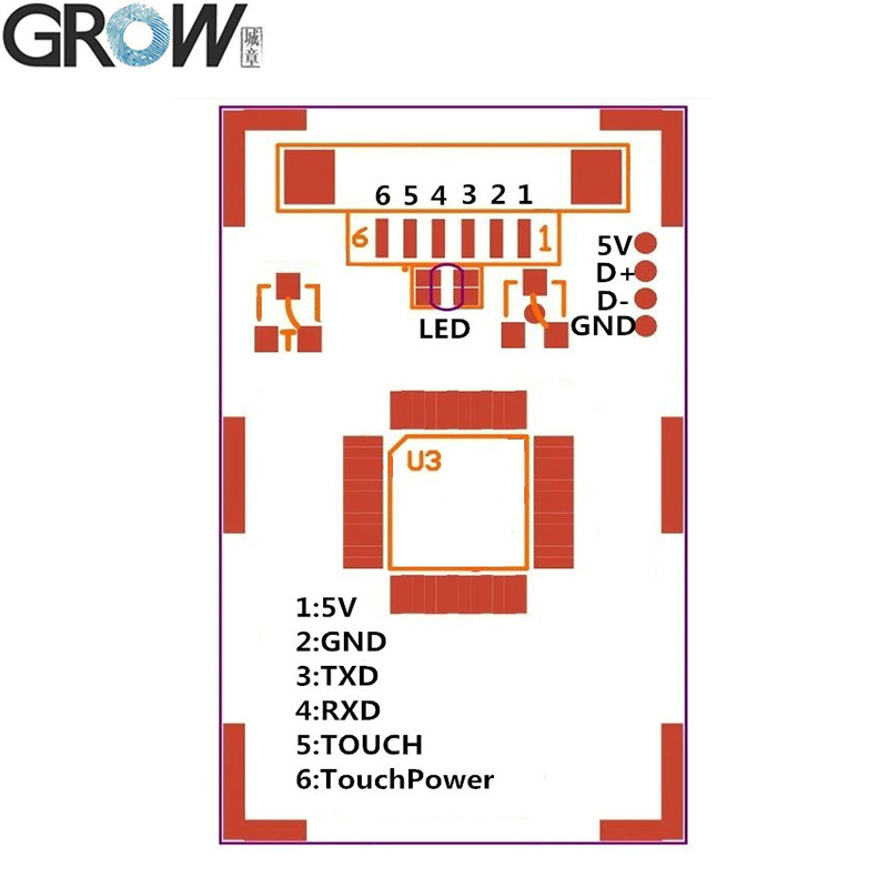 Grow R301t 3000 Capacity Fingerprint Module for Android Linux Windows