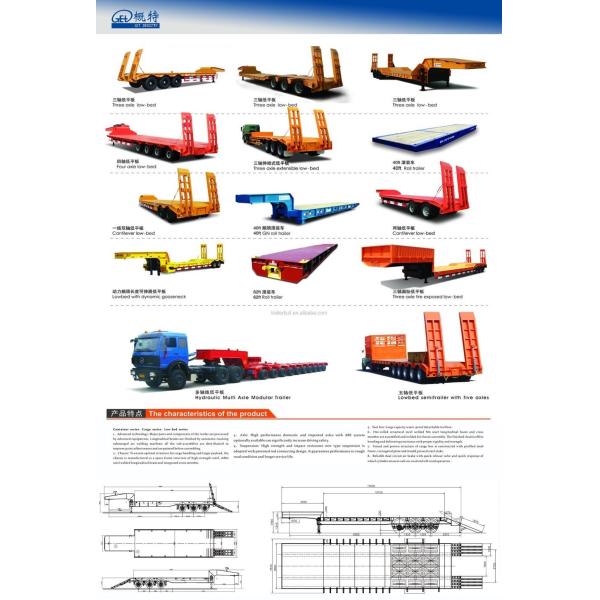 14m 80t Capacity with 4 Axles Fixed Gooseneck Fgn Low Bed Trailer