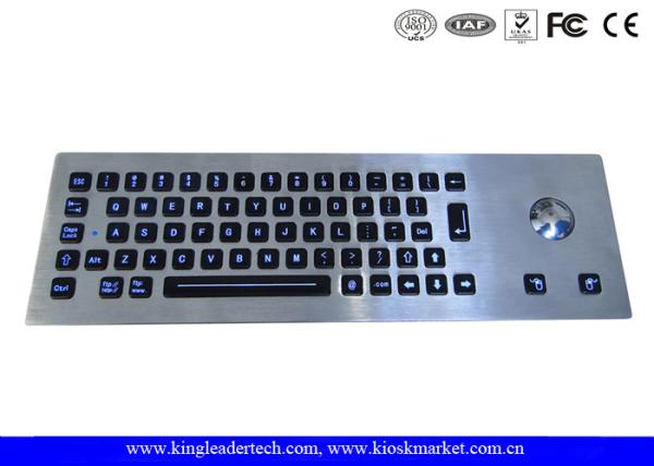 Quality Waterproof Kiosk Illuminated Metal Keyboard With Trackball And 64 Led-Backlit Keys for sale