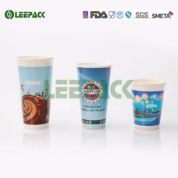 Large / Medium Size Cold Paper Cups , Double PE Coated disposable cold drink cups with lids