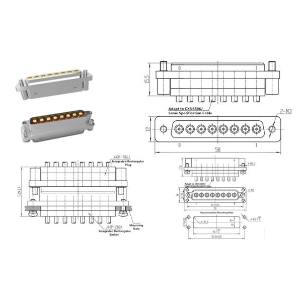 Hi-Rel RF 8 Position High Frequency Integrated Connector For Cable