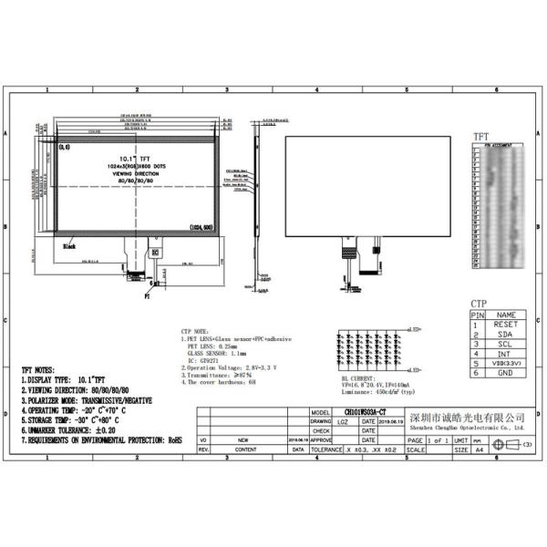 10.1" LCD Touch Screen 1024x600 101 Touch Screen With Capacitive Touch