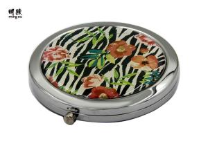 Wholesale Round Shaped Enamel Small Compact Mirror Silver Color Epoxy Design from china suppliers