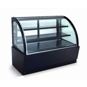 China Curved Glass Refrigerated Display Case Cabinet For Cakes And Bakeries on sale