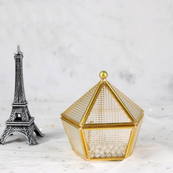 Pentagonal glass artifact cover greenhouse jewelry beads gift storage box desktop ornaments flower glass cover wholesale