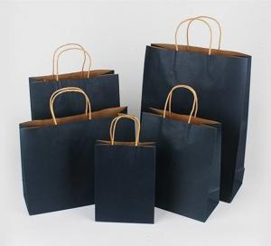 China Custom Logo Paper Kraft Shopping Bag Embossing With Handle on sale