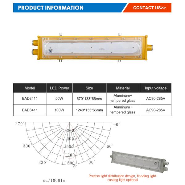 SMD2835 Explosion Proof Led Linear Light Luminaries Atex Emergency Lighting