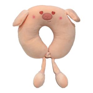 China Flapping Ears Piggy 0.3m 11.81in U Shaped Head Stuffed Animal Neck Pillow Hypoallergenic on sale