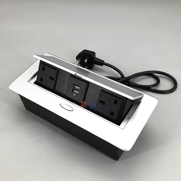 British power pop up from table hidden desktop power outlet with usb