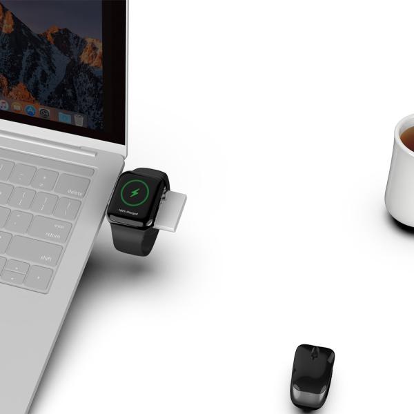 1A Output Current Mini Size Wireless Watch Charger with Dual Interface USB-A and USB-C