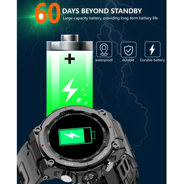 Q998K Men 600Mah 1.28inch IP68 Waterproof Smart Watch Support Ble5.1