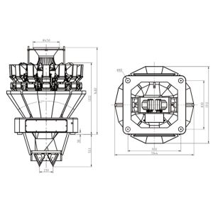 18 Head Double Discharge Chutes Multiweigh Multihead Weigher