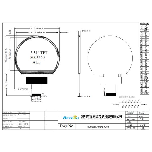 3.54 Inch Round LCD Panel for motocycle cluster
