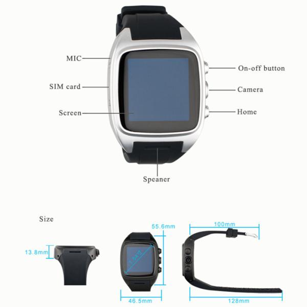 Quality Smart watch phone Touch screen android 4.4 Dual core 512M+4G, 3G, 5.0MP Camera, Wifi for sale