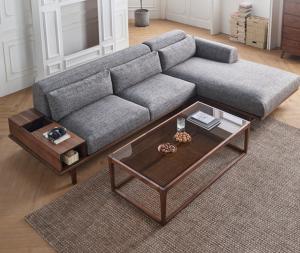 China Solid Wood Frame Hotel Coffee Tables Tempered Glass Top Square Tea Table on sale