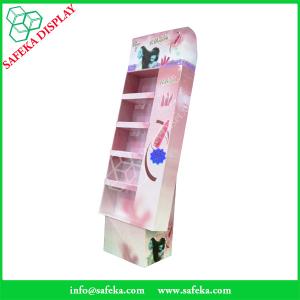 China 5 tier paper material paperboard cosmetics display shelf printed  paper racking display stand for beauty products on sale