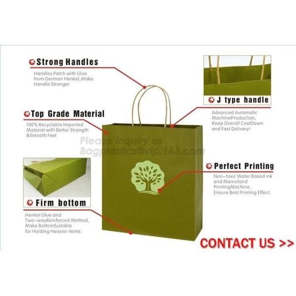 flat paper handle customized design shopping gift printed kraft paper bag,Paper Carrier Bag With Personalization Logo Fo
